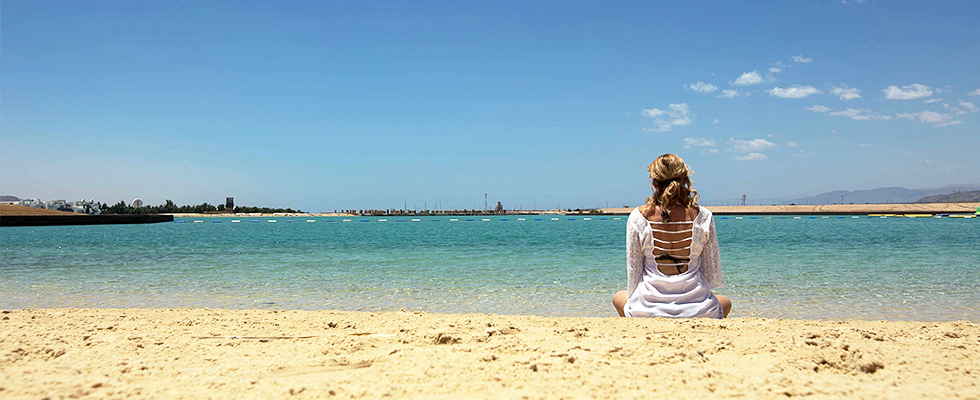 Mindfulness training meditation on the beach