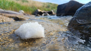 Cleanse and recharge rock crystal. Rock in the water