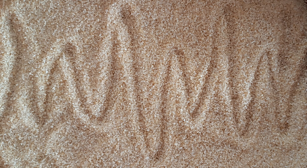 Cane sugar with peaks